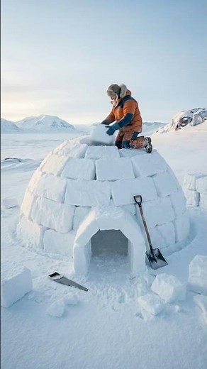 Building a Cozy Igloo in the Snow ❄️🏠 #shorts