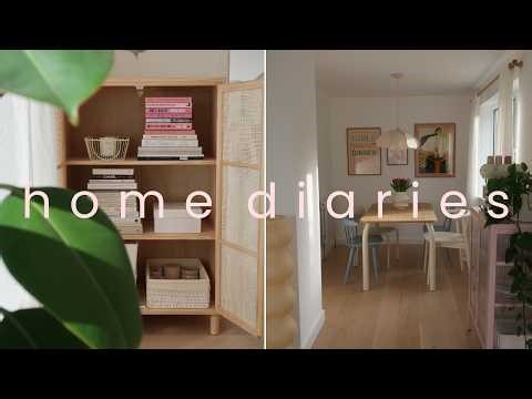 home diaries | decorating my dining room & living room | sideboard organisation | silent vlog