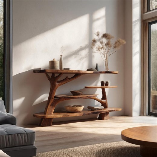 Custom Live Edge Console Table With Shelves Rustic Entryway Table Modern Side Table Handcrafted Hallways Table Unique Home Decor - Etsy