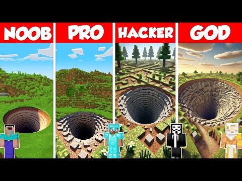 Tunnel Pit Build Battle Challenge - Noob vs Pro vs Hacker vs God - Minecraft Animation