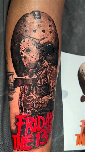 3.3K views · 48 reactions | Had fun with his Friday the 13th Tattoo today!! Happy Halloween!! @ Revolttattoos @theinkednetwork | Joey Hamilton Tattoo | Facebook
