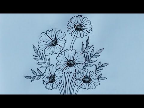 Beautiful flowers design drawing // how to draw flowers