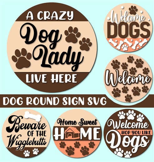 Dog Welcome Round Sign Bundle, Welcome Home Dogs SVG PNG, Instant Download - Etsy