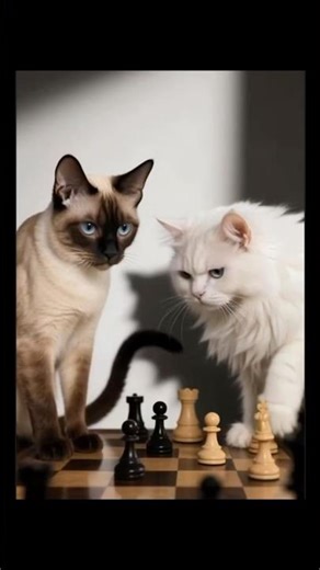 Cute cats playing chess