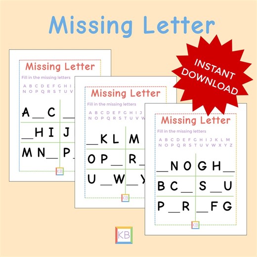 Missing Letter Worksheets A–Z | Alphabet Order Activity | Preschool ABC Practice | Kindergarten Letter Recognition Printable PDF - Etsy