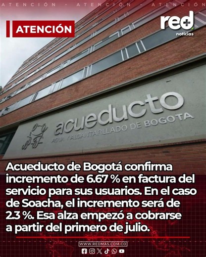 Acueducto de Bogotá confirma incrementos en factura del servicio para sus usuarios