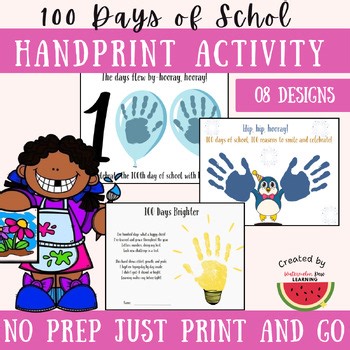 100 Days of School Handprint Craft Art / 100th Day of  School Activities