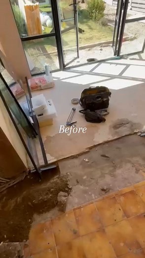 Transformation Tuesday😍✨ Old floor vs new screeded floor — what a transformation! 😍✨ The old LVT on ply board and previous engineered wood was uplifted. The back concrete slab was ground down, and the entire ceramic/concrete/old coverings were removed. The floors were treated with a two-part epoxy resin DPM, then preliminary screeded with a deep fill pour, re-primed, and screeded again with a finishing coat. Installed like a boss 💪 — carrying on perfectly from the existing hallway install. Th