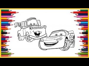 Coloring Lightning McQueen and Mater Disney Pixar Cars Coloring Page
