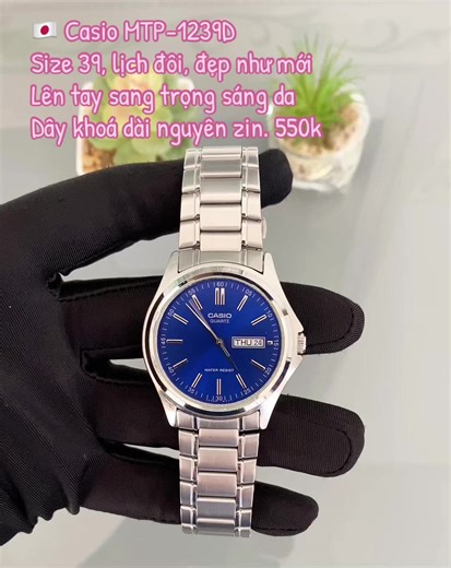 🇯🇵 Casio Nam MTP-1239D Size 39, lịch đôi, đẹp như mới Lên tay sang trọng sáng da Dây khoá dài nguyên zin. #casio #casiowatch #casiomtp #nghingandongho2handjapan #donghonam