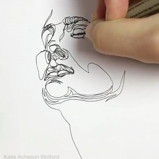 519K views · 3K shares | Katie Acheson Wolford exploring different angles in her one continuous line drawings. | Drawing the Soul | Facebook