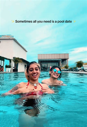 Enjoying Laughter on a Pool Date with Friends