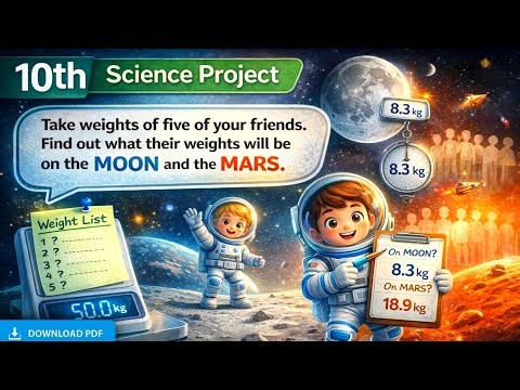 Take weights of five of your friends. Find out what their weights will be on the Moon and the Mars
