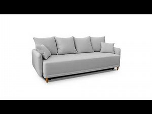 Canapé 3 places convertible SUIZA scandinave tissu gris clair