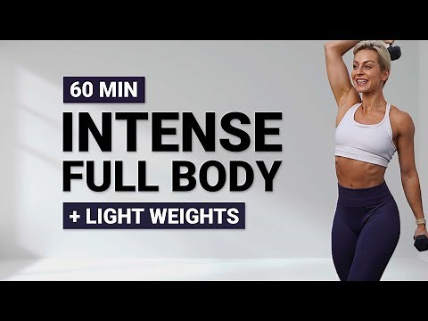 60 MIN INTENSE FULL BODY WORKOUT LIGHT WEIGHTS | Cardio | Super Sweaty & Fun | No Repeat