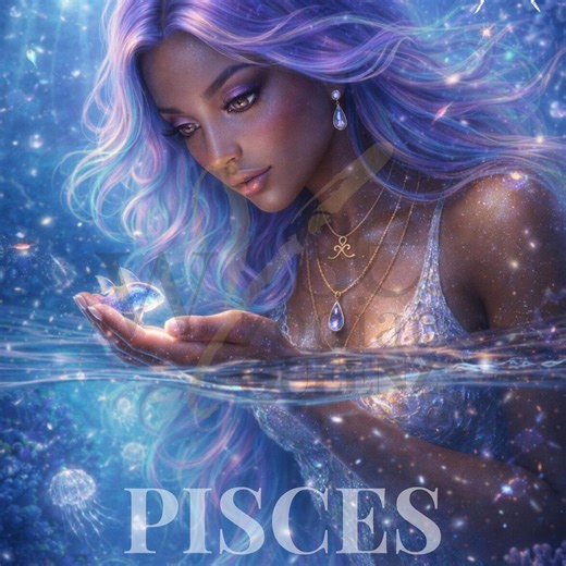 Pisces Zodiac Wall Art | Celestial Ocean Goddess Poster (digital Download) - Etsy