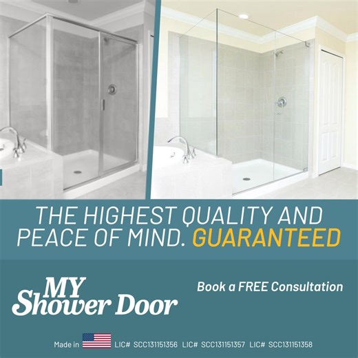Elevate Your Bathroom Oasis 💦 Highest quality, frameless glass shower doors that exude sophistication and style. Guaranteed to transform your space with elegance and refinement. Visit a showroom near you today! 🛁 | MY Shower Door