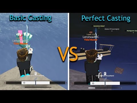 Perfect casting vs Basic Casting in Fisch #fisch #roblox