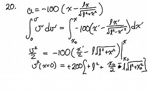 A spring A B is attached to a support at A and to a collar. The unstretched length of the spring is l. Knowing that the collar is released from rest at x=x0 and has an acceleration defined by the relation a=-100(x-l x / √(l^2 x^2)), determine the velocity of the collar as it passes through point C. | Numerade