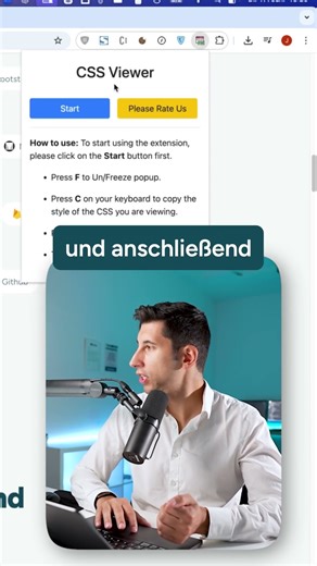 Nutze die Extension "CSS Viewer", um CSS-Eigenschaften anzuschauen #chrome #extension #css