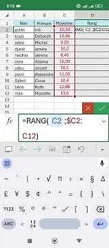 comment calculer le rang des élèves avec excel ?