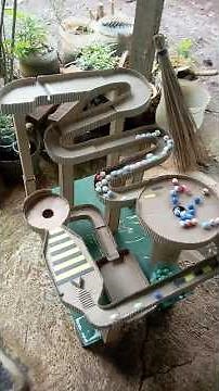 Spiral slide made from used cardboard, guys ‼️ marble run the power of mechine.#marble #fypシ #short