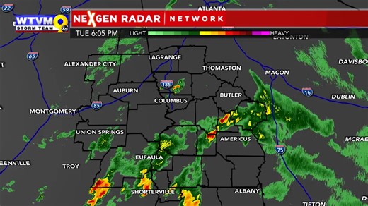 6:41PM ET Radar Check: Tracking scattered showers with a few storms in the mix this evening across the Valley. It'll be a good idea to keep the umbrella close by for any of those evening plans as the rain coverage lingers into the early night hours. I'll have the latest run of the futurecast on the WTVM Weather app shortly. -AW | WTVM Weather