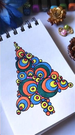 Satisfying Abstract Christmas Tree Circle Pattern Drawing Step by Step | Relaxing Color #shorts #art