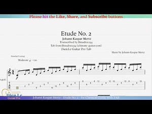 Johann Kaspar Mertz - Etude No. 2 - for Classical Guitar with TAB