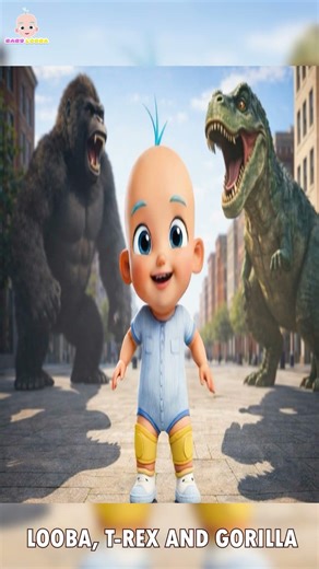 Big Dino & Gorilla Adventure! 🦖🦍 | SHORTS | ‪@babylooba‬ | Kids Song | #dino #gorilla #trex