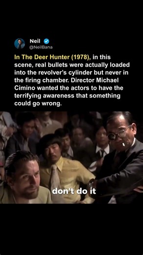 In The Deer Hunter, real b*llets were actually loaded into the revolver’s cylinder