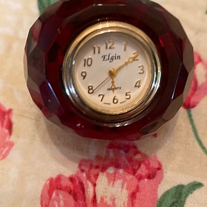 Vintage Elgin Quartz Japan Movement RUBY RED GLASS