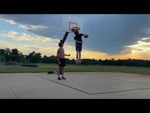 Behind the back dunk attempt & first hang dunk!