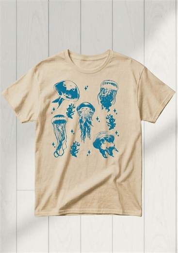 Vintage Jellyfish Tattoo T-shirt, Retro Ocean Sea Creature Top - Etsy