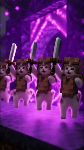 kitten in minecraft dancing