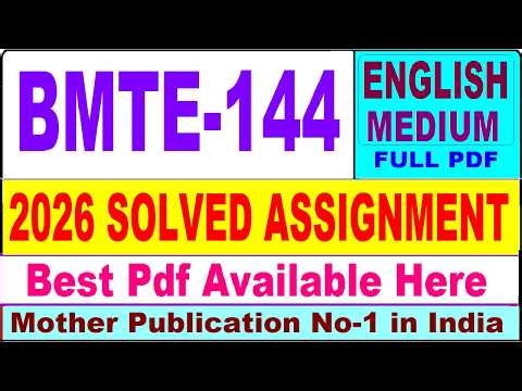 BMTE 144 solved assignment 2026 || bmte 144 solved assignment 2025-26 in English || ignou bmte144