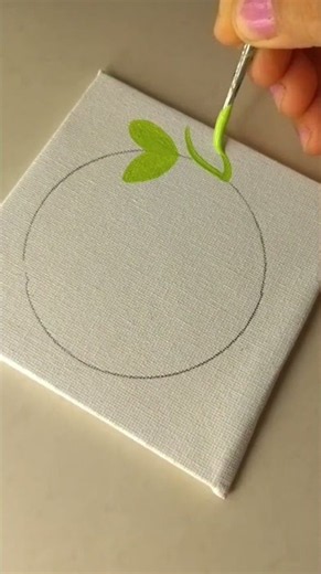 Hand Painted Leaf & Berry Mini Canvas 🌿🍒 | Easy Nature Art #Shorts#explore #viral #yt #youtube
