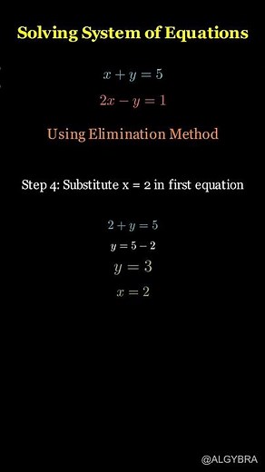 Solving a System of Linear Equations Using the Elimination Method 📐#Algybra