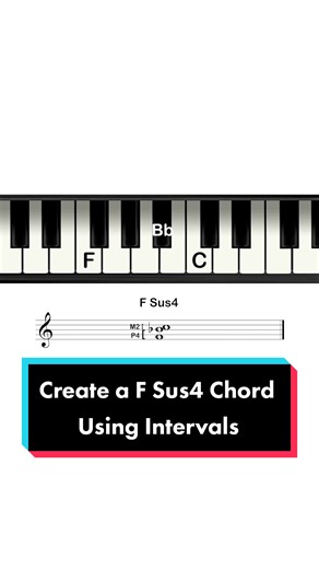 Making a F Sus chord using intervals. #musictheory #threeminutemusictheory #music #learnmusic #musicnotes #notes #learning #education #musiclesson #musicstaff #keyboard #sus4 #sus #suspention #chords #chord #interval #intervals #triad #triads