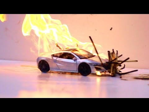 Toy Cars Crashing Through Fire!