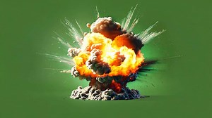 Download An incredibly Dynamic Explosion set against a vivid Green Background for free