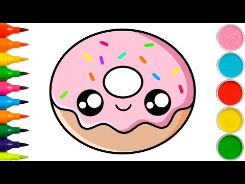 Easy Donut Drawing Step by Step | Cute Kawaii Style