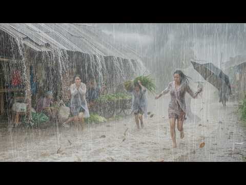 YOU WON'T BELIEVE THIS RAIN⚡Walking in an Indonesian Village During a Storm is Perfect for Sleeping