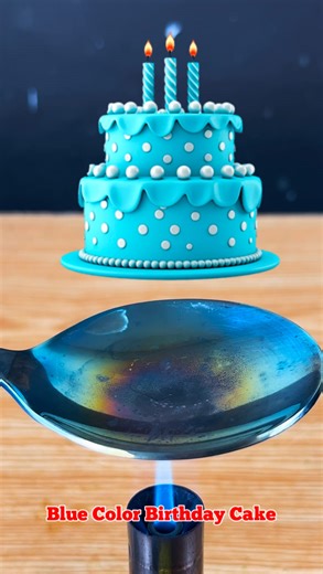 Blue Color Birthday Cake Vs Angry Hot Spoon #satisfyingvideo #hotspoon #angryspoonexperiment | Angry Spoon Experiment