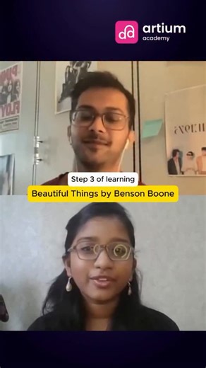 Artium Academy | LIVE 1:1 Music Lessons on Instagram: "Here’s Part 3 of our IG Live “Learn to Sing Beautiful Things by Benson Boone.” Mentor Shrey Jadav guides Ishani Menon through the pre-chorus, focusing on resonance, gentle dynamics, and expressive phrasing to bring out the song’s true emotion. 👉 Watch, sing along, and stay tuned for Part 4 Keywords: online vocal lessons, online vocal coach, online vocal training, Singing, Classes"