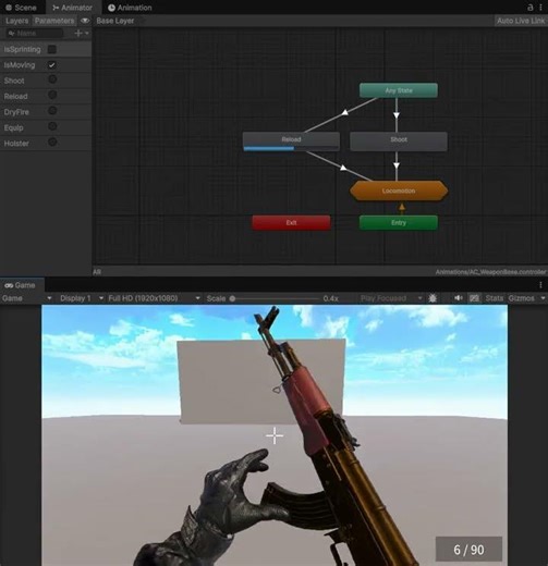 Unity Assault Rifle Animator setting