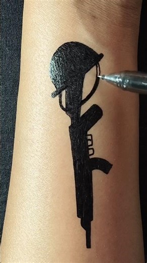 Army lover cap and gun respect to temporary tattoo