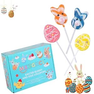 Big Size! 24 Pack Swirl Lollipops, Egg Bunny Lollipop Suckers, Individually Wrapped Bulk, Net 17g Assorted Fruit Flavors, Kid's Lollipops Candy for Birthdays, Party Favors & Holiday Gift Exchanges