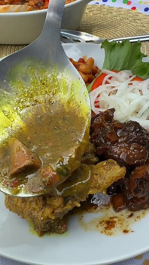 3.4K views · 145 reactions | Our Father’s Day Meal was so delish -Trini Style with a lil twist. Happy Labor Day #trinidadandtobago #currychicken #stewgoat #stewedbbqbeans #pickledpepperonions #dhalpuri #missing #salad #rice #trinifood #homecooking #fathersdaymenu #food #foodstagram #foodlover #roti #beans #chickenrecipes #goatrecipes #menuideas | Trini Cooking with Ria | Facebook