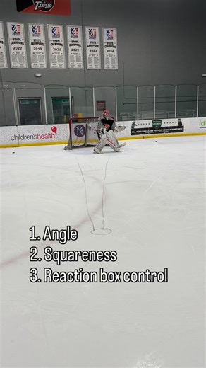 Angle, squareness, box control… We can still control the box in a reactionary setting. It is not just for blocking. This puts us in a position to be efficient in our reactions. Building this foundation before playoffs is always a good refresher to feel comfortable in the net. This drill also allows us to understand how angles play. Visually seeing where the box is allows us to get a feel for the net we need to take up. That being said, ignore my art skills… Shoutout to @txgoalie for coming in to